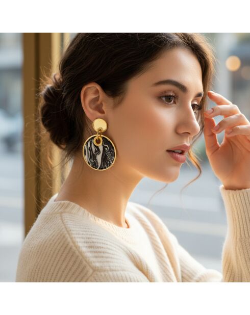 MARBUR STEEL schwarz/weiße Ohrringe