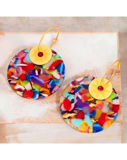 Boucles d'oreilles ASTROS STEEL multicolores