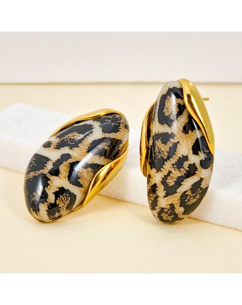 Pendientes marrones LEOS STEEL