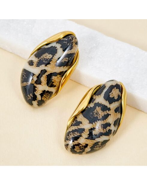 Pendientes marrones LEOS STEEL