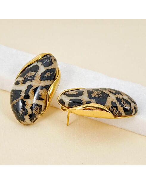 Pendientes marrones LEOS STEEL