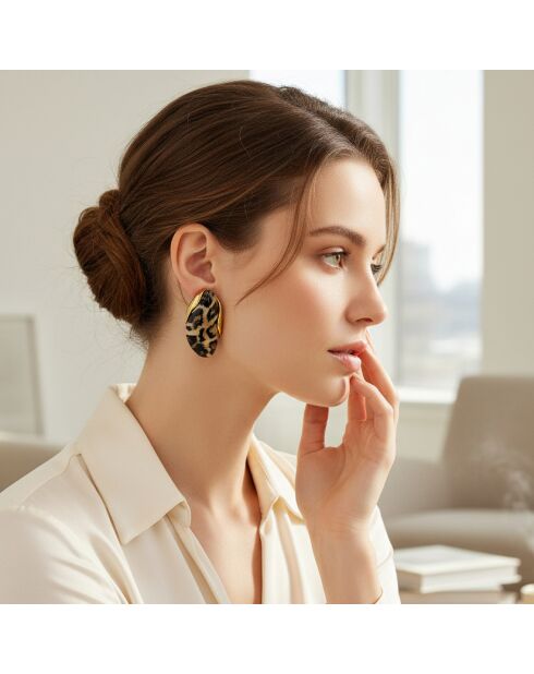 Pendientes marrones LEOS STEEL