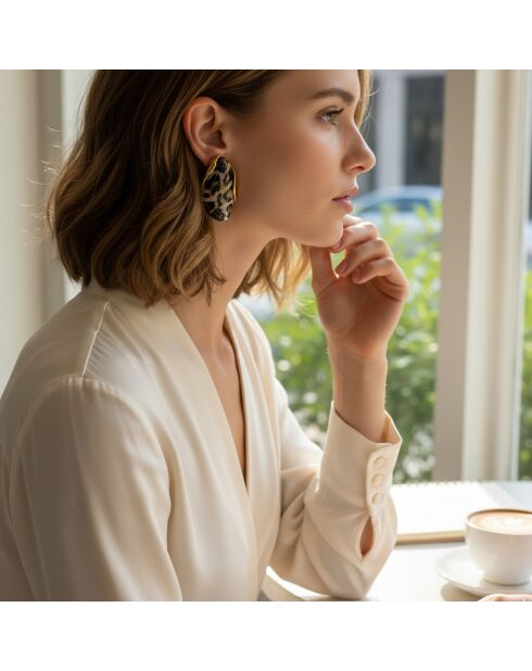 Pendientes marrones LEOS STEEL