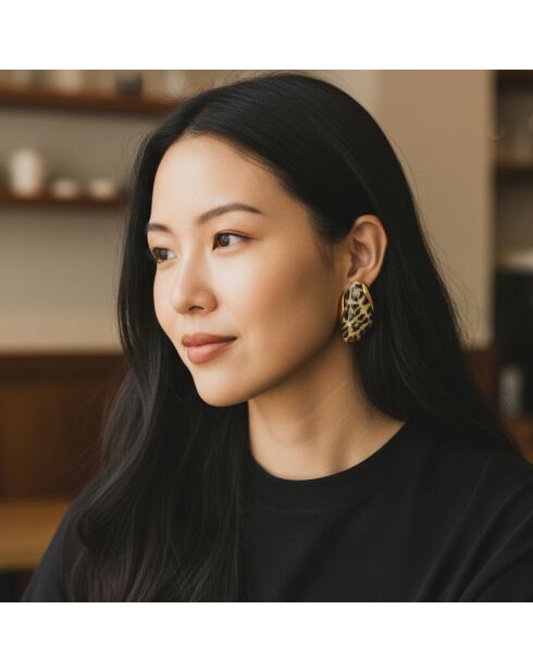 Pendientes marrones LEOS STEEL