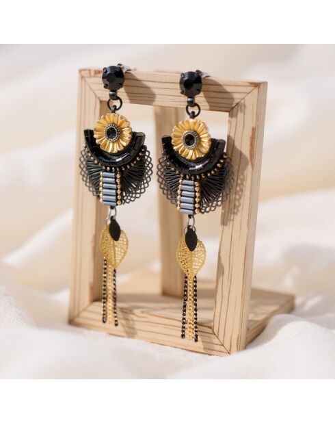 FLOR DE EGYPTA schwarze Ohrringe