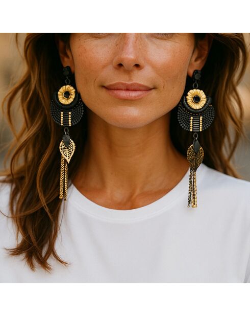 FLOR DE EGYPTA schwarze Ohrringe