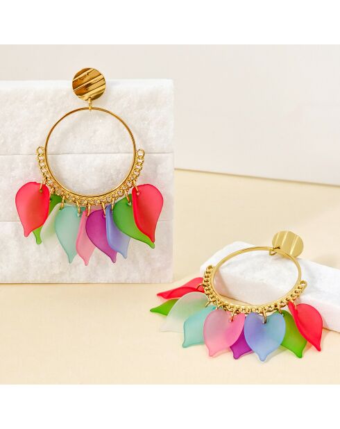 MEHRFARBIGE SOLAR LEAVIES STEEL Ohrringe