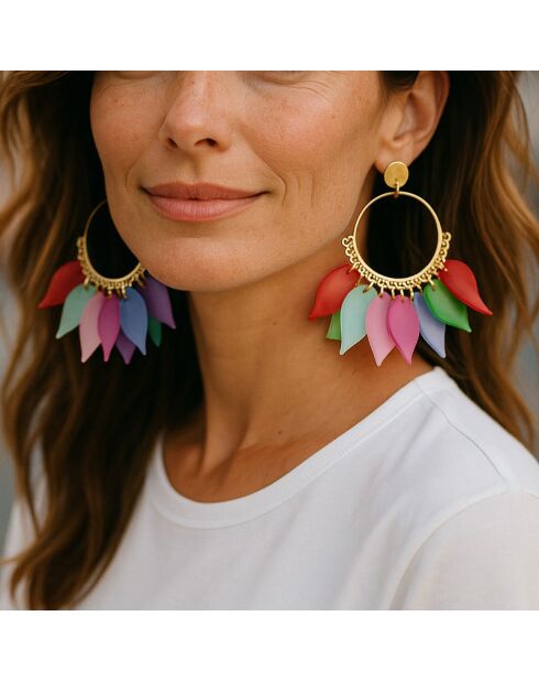 MEHRFARBIGE SOLAR LEAVIES STEEL Ohrringe