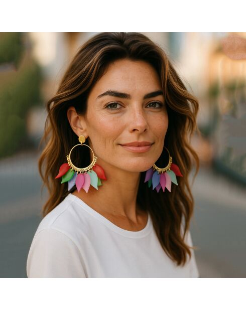 MEHRFARBIGE SOLAR LEAVIES STEEL Ohrringe
