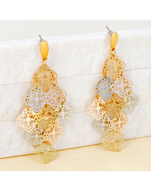 Ohrringe BELIZE in Silber/Gold/Rosa