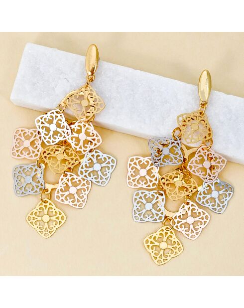 Ohrringe BELIZE in Silber/Gold/Rosa