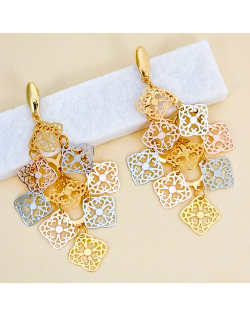 Ohrringe BELIZE in Silber/Gold/Rosa