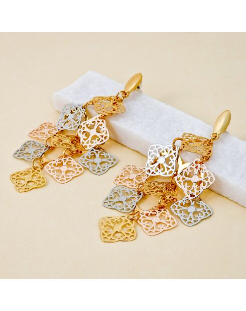 Ohrringe BELIZE in Silber/Gold/Rosa