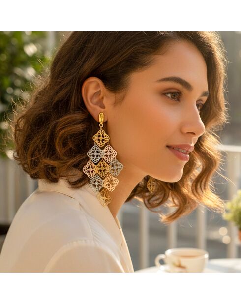 Ohrringe BELIZE in Silber/Gold/Rosa