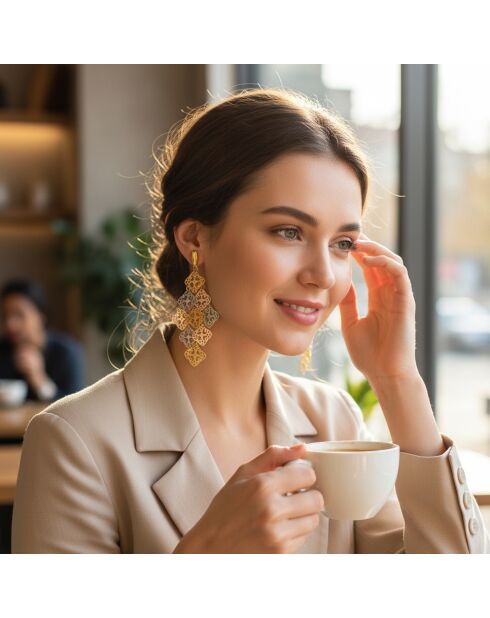 Ohrringe BELIZE in Silber/Gold/Rosa