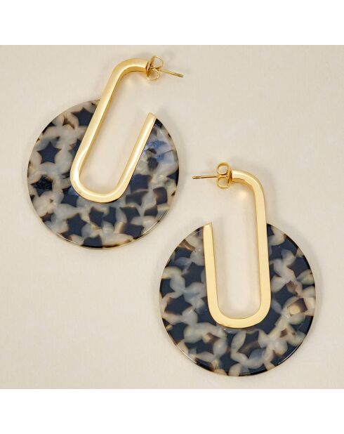 KAMPALA STEEL Ohrringe schwarz/beige