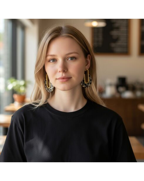 KAMPALA STEEL Ohrringe schwarz/beige