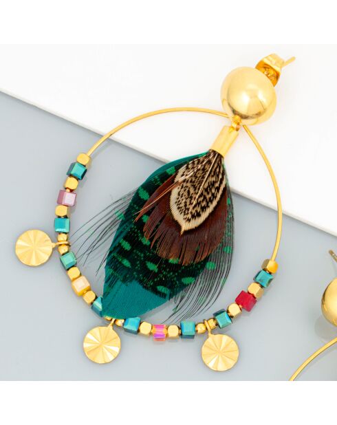 PLUMEA STEEL groene oorbellen