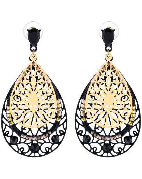 GARANDIA schwarze Ohrringe