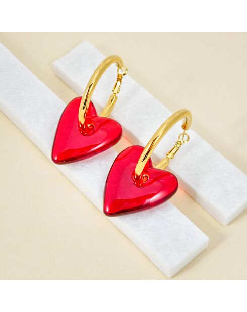 AMORE STEEL rote Ohrringe