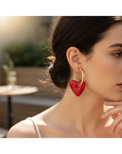 AMORE STEEL rote Ohrringe