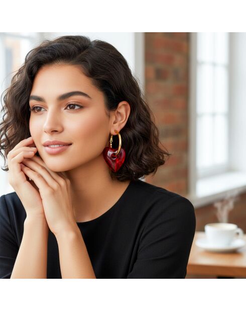 AMORE STEEL rote Ohrringe