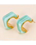 PIERONE STEEL groene oorbellen