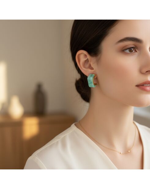 PIERONE STEEL grüne Ohrringe