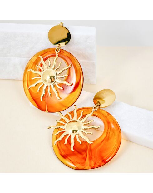 Pendientes marrones SOL DE LA CHIQUITA STEEL