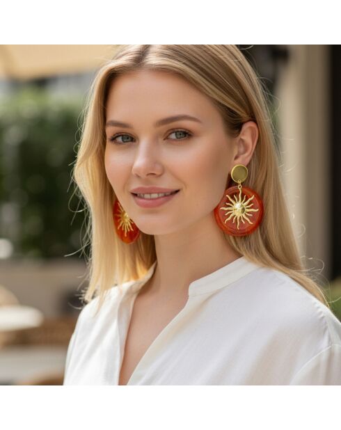 Pendientes marrones SOL DE LA CHIQUITA STEEL