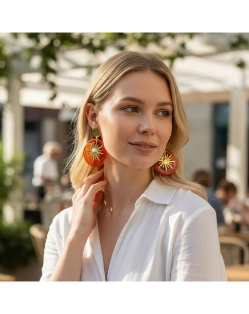 Pendientes marrones SOL DE LA CHIQUITA STEEL