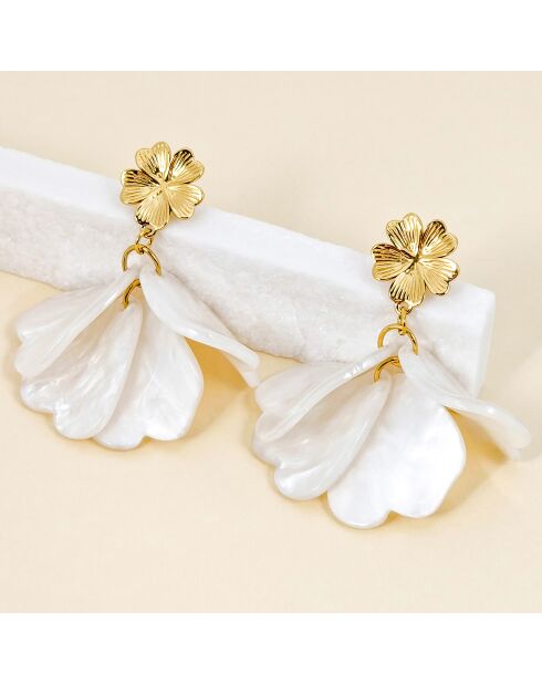 Pendientes blancos MORNING DEW STEEL