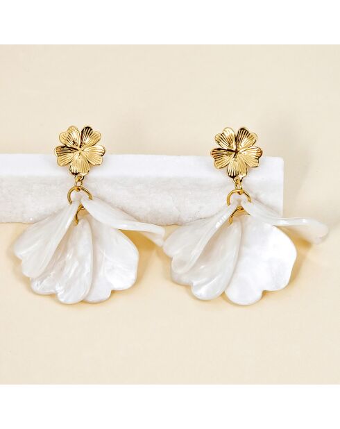 Pendientes blancos MORNING DEW STEEL