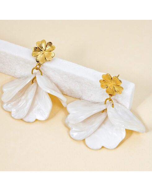 Pendientes blancos MORNING DEW STEEL