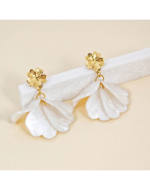 Pendientes blancos MORNING DEW STEEL