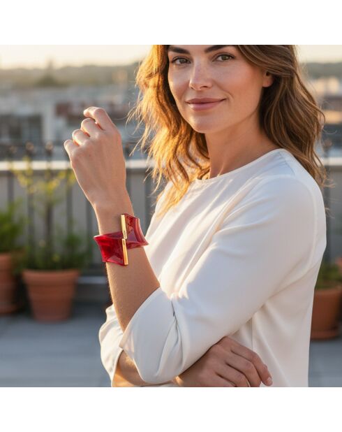 Burgundy PANTHERONE STEEL armband