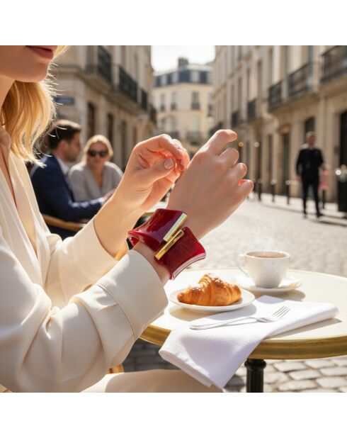 Burgundy PANTHERONE STEEL armband