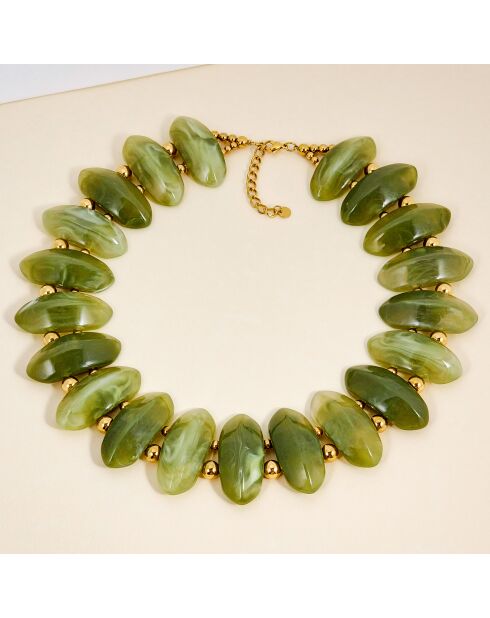 Collana STONIA STEEL verde kaki