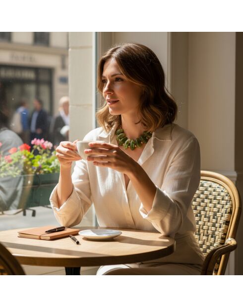 Collana STONIA STEEL verde kaki