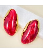 LEOS STEEL burgunderrote Ohrringe