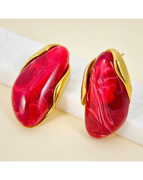 LEOS STEEL burgunderrote Ohrringe