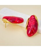 LEOS STEEL burgunderrote Ohrringe