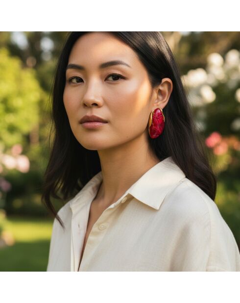 LEOS STEEL burgunderrote Ohrringe