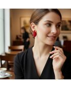 LEOS STEEL burgunderrote Ohrringe