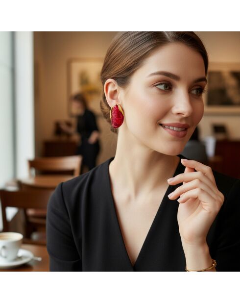 LEOS STEEL burgunderrote Ohrringe