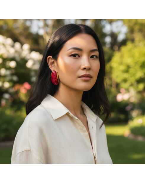 LEOS STEEL burgunderrote Ohrringe