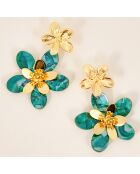 COROLLA FLOWER STEEL groene oorbellen