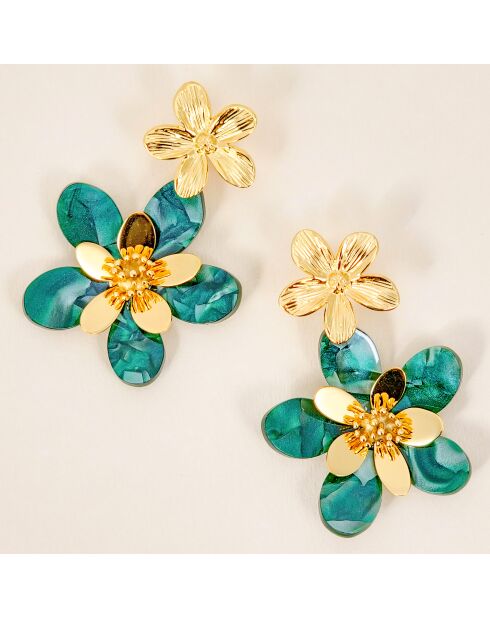 Ohrringe COROLLA FLOWER STEEL grün