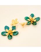 COROLLA FLOWER STEEL groene oorbellen