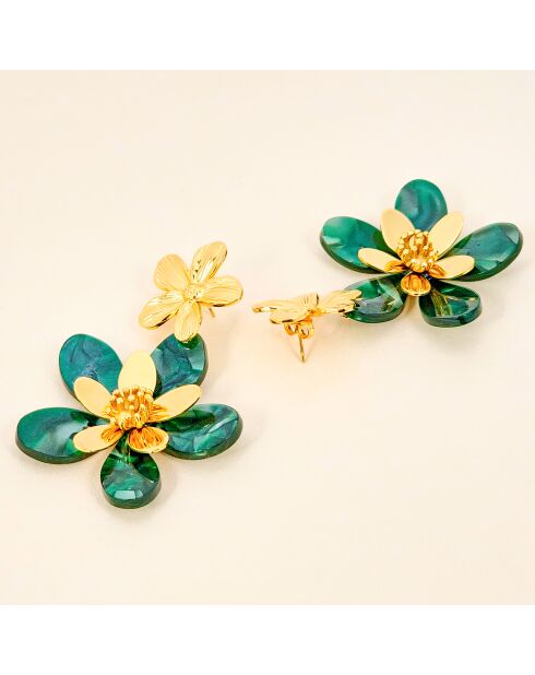 Ohrringe COROLLA FLOWER STEEL grün